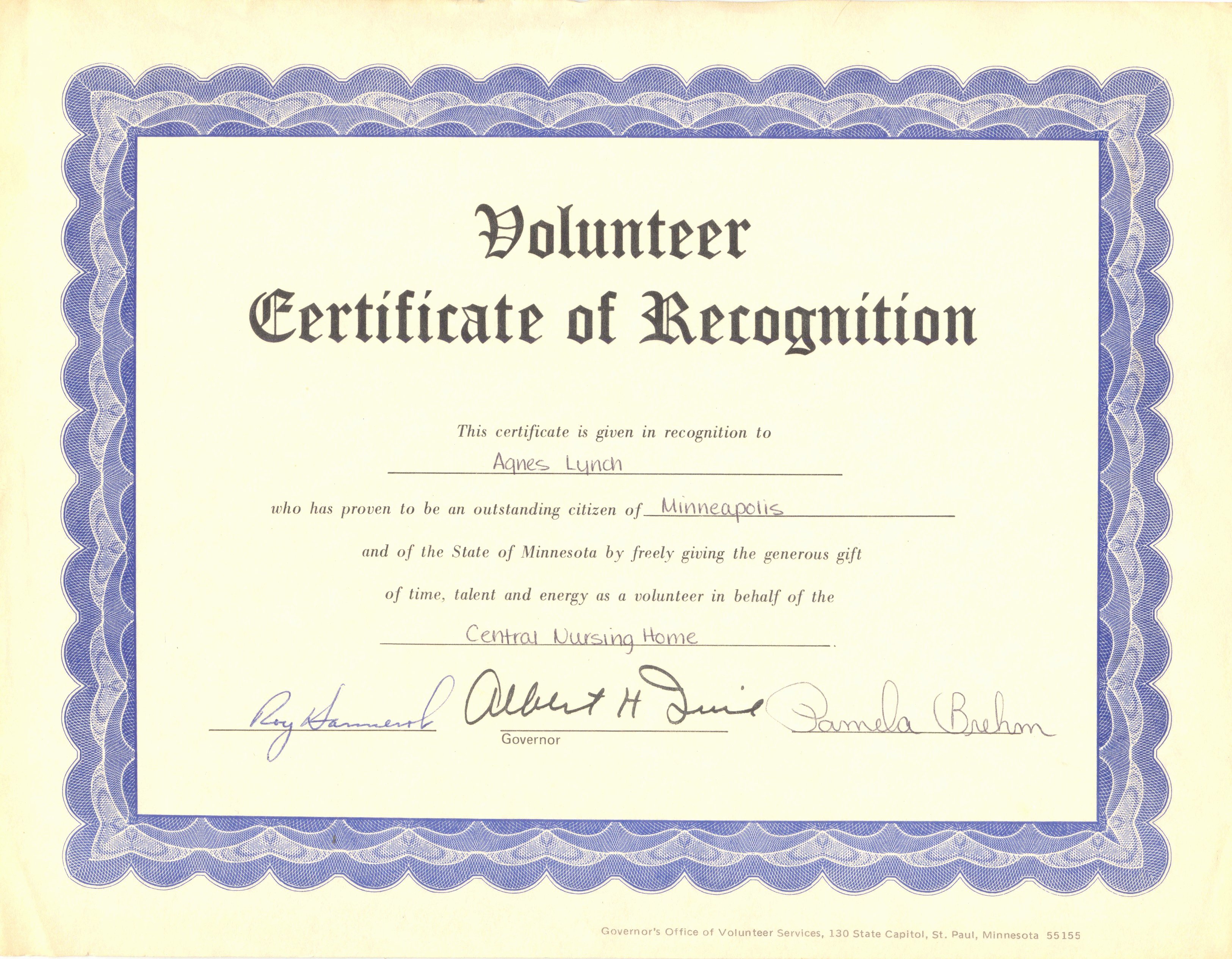 Volunteer Certificate Of Appreciation Template Elegant Image Volunteer Certificate Agnes Lynch Familypedia