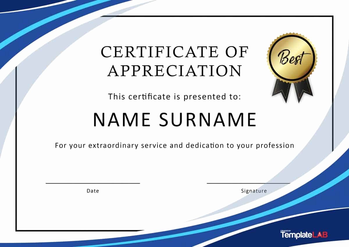 Volunteer Certificate Of Appreciation Template Unique 30 Free Certificate Of Appreciation Templates and Letters