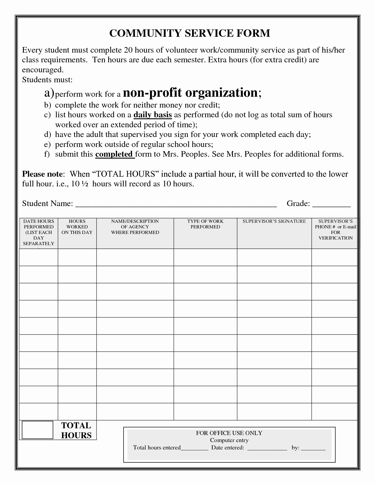 Volunteer Hour forms Template Best Of Quotes About Service Hours 48 Quotes