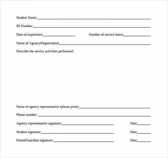 Volunteer Hour forms Template Inspirational Sample Service Hour form 13 Download Free Documents In