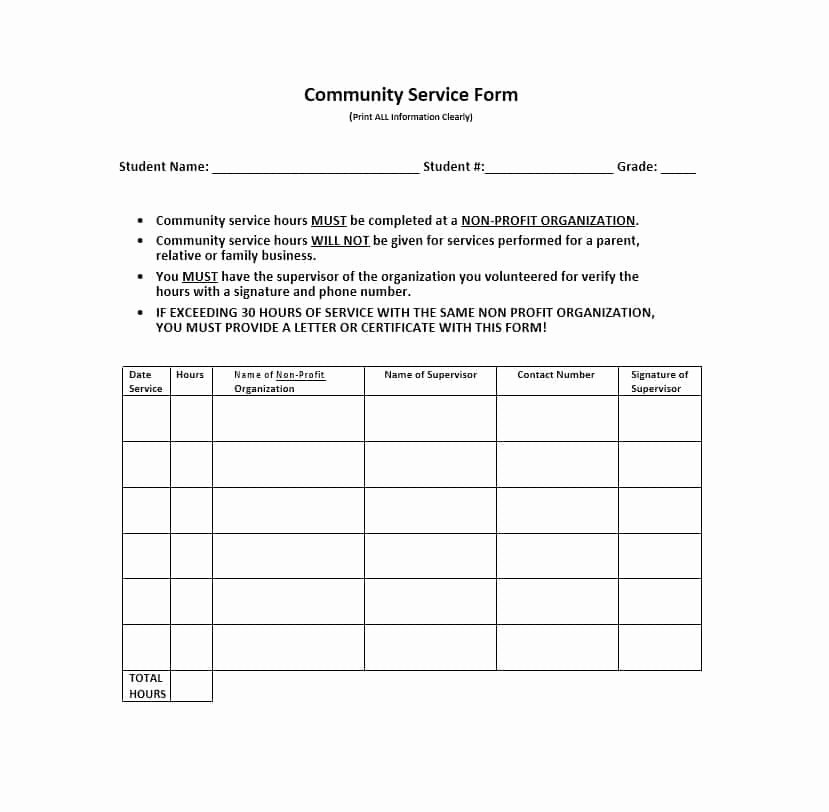Volunteer Hour forms Template New Munity Service Letter 40 Templates [ Pletion