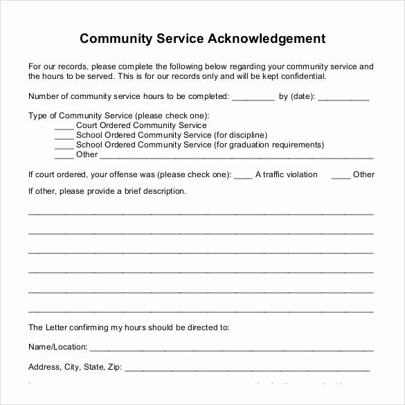 Volunteer Hour forms Template New Sample Munity Service Letter 25 Download Free