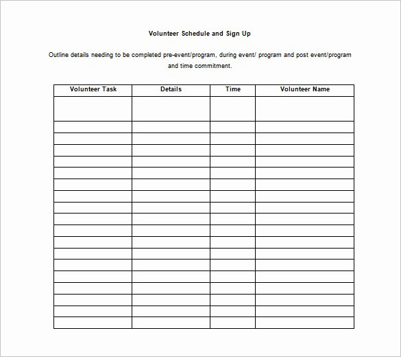 Volunteer Sign Up Sheet Template Lovely Volunteer Schedule Template 11 Free Word Excel Pdf