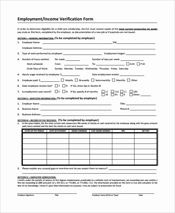 Wage Verification form Template Lovely Sample In E Verification form 9 Free Documents