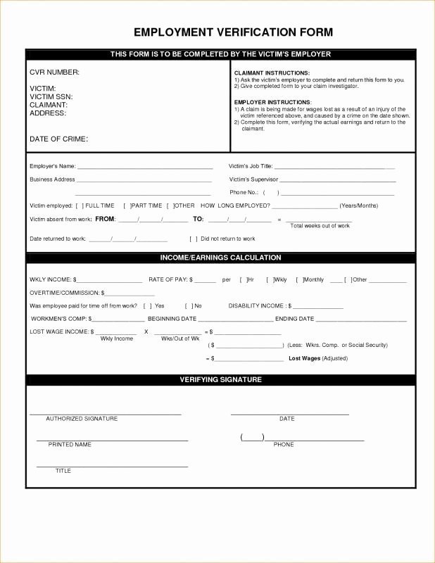 Wage Verification form Template New Verification Employment form Template