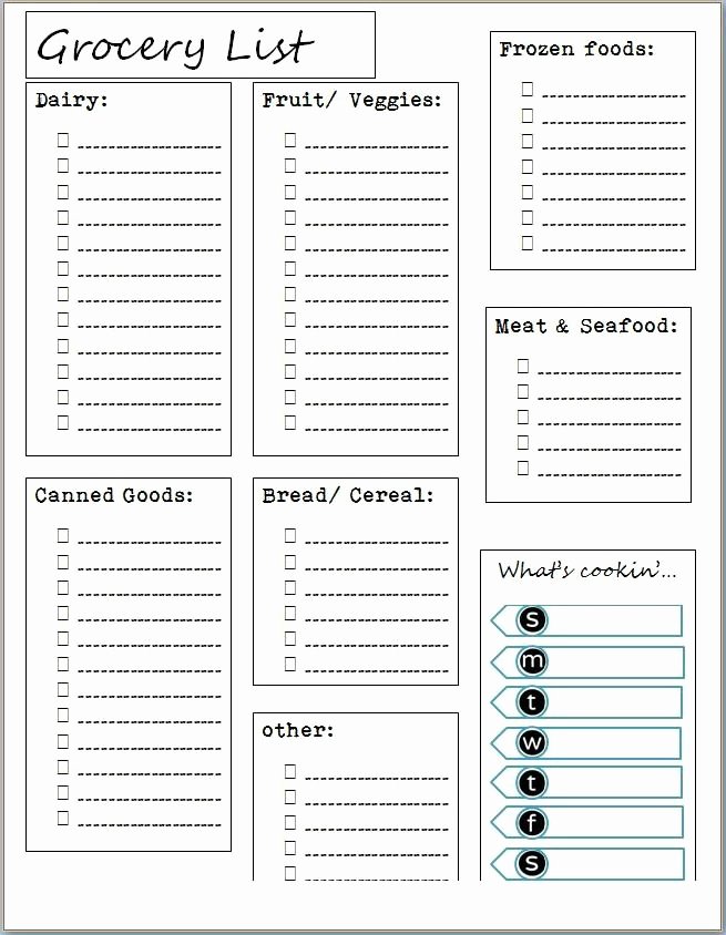 Walmart Grocery List Template Beautiful Free Printable Grocery List and Meal Planner