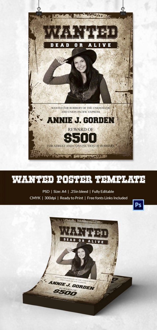 Wanted Poster Template Pdf Inspirational Wanted Poster Template 34 Free Printable Word Psd