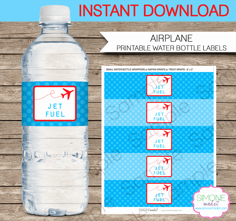 Water Bottle Labels Template Unique Airplane Party Water Bottle Labels