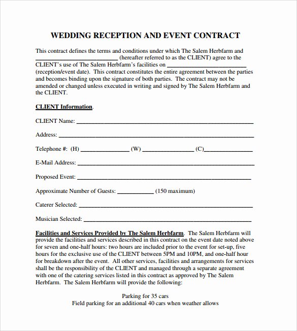 Wedding Band Contract Template Awesome 19 event Contract Templates to Download for Free