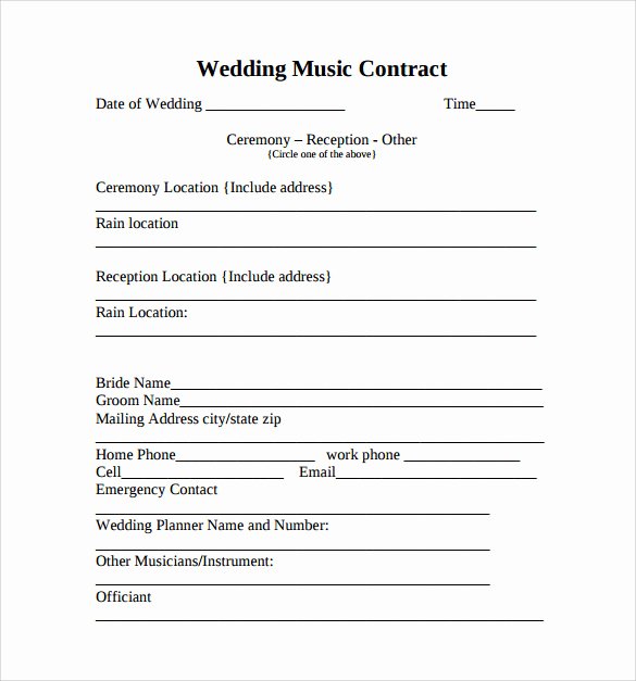 Wedding Band Contract Template Lovely Sample Music Contract Template 22 Free Documents In Pdf