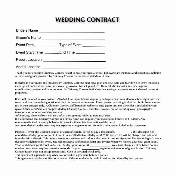 Wedding Band Contract Template New Wedding Contract Template 14 Download Free Documents In