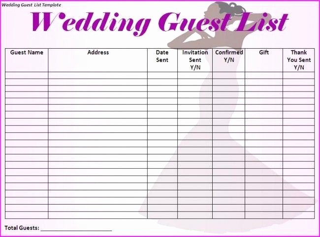 Wedding Guest List Template Awesome Wedding Guest List Template I Would Make Just A Few More