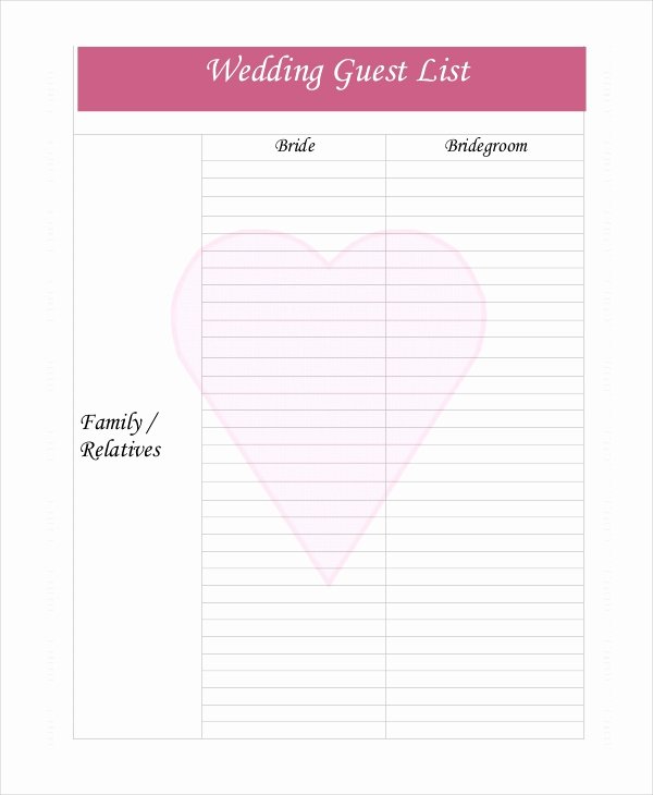Wedding Guest List Template Lovely Wedding Guest List Template 9 Free Word Excel Pdf