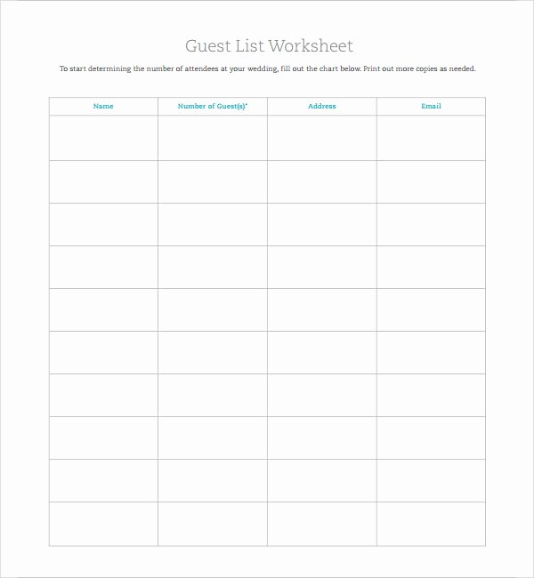 Wedding Guest List Template Pdf Best Of Free 6 Wedding Guest List Samples In Pdf