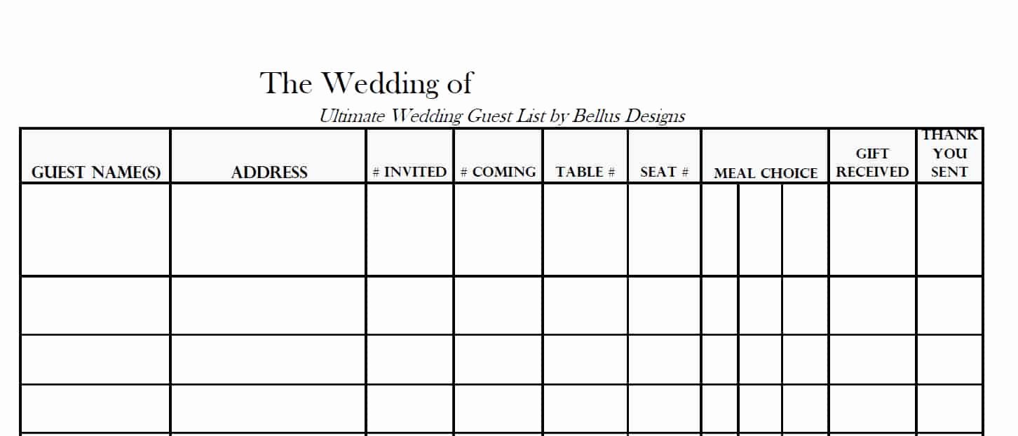 Wedding Guest List Template Pdf Elegant 17 Wedding Guest List Templates Excel Pdf formats
