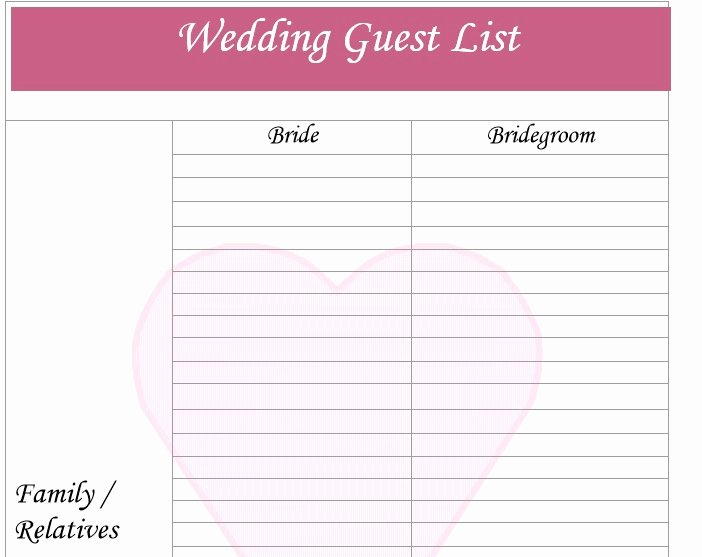 Wedding Guest List Templates Free Awesome 30 Free Wedding Guest List Templates Templatehub