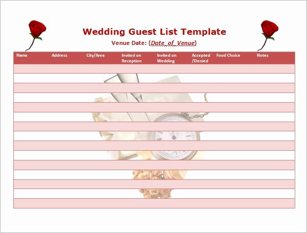 Wedding Guest List Templates Free Beautiful 17 Wedding Guest List Templates Pdf Word Excel