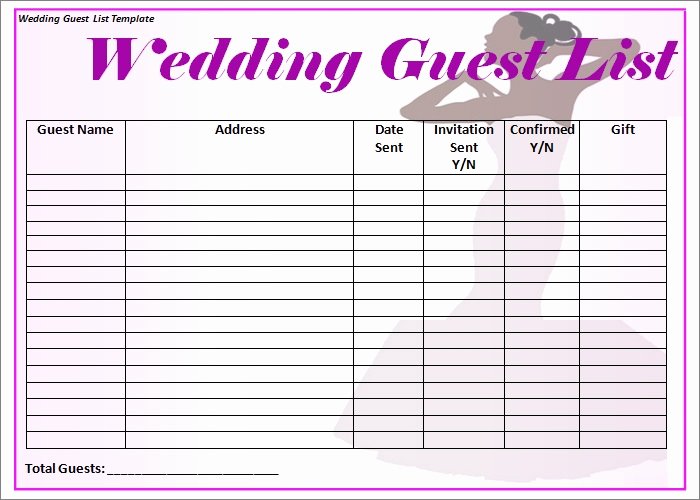 Wedding Guest List Templates Free Beautiful Wedding Guest List Template 6 Free Sample Example