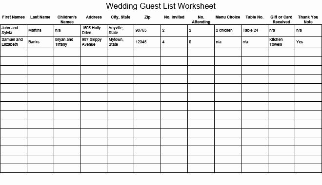 Wedding Guest List Templates Free Best Of 17 Wedding Guest List Templates Excel Pdf formats