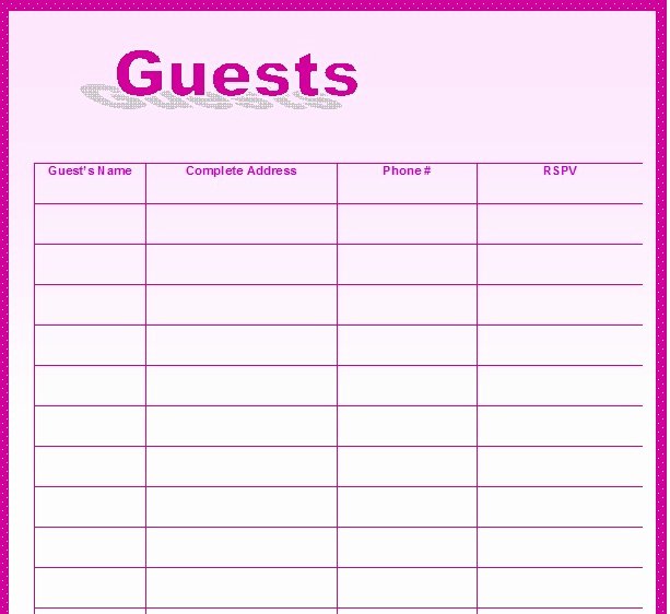 Wedding Guest List Templates Free Best Of 30 Free Wedding Guest List Templates Templatehub