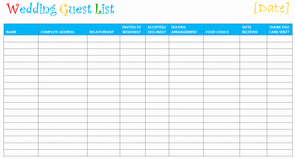 Wedding Guest List Templates Free Best Of Free Editable Wedding Guest List Templates – Document