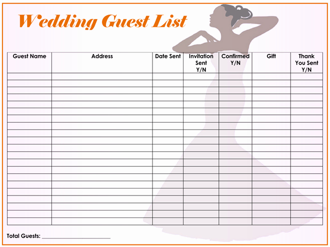 Wedding Guest List Templates Free Fresh Free Wedding Guest List Templates for Word and Excel