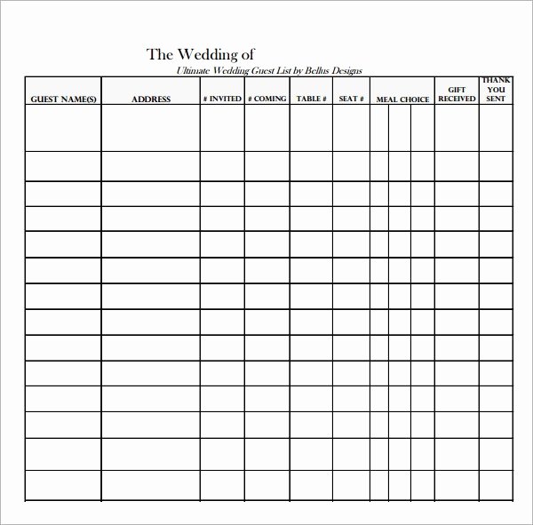 Wedding Guest List Templates Free Lovely 17 Wedding Guest List Templates Pdf Word Excel