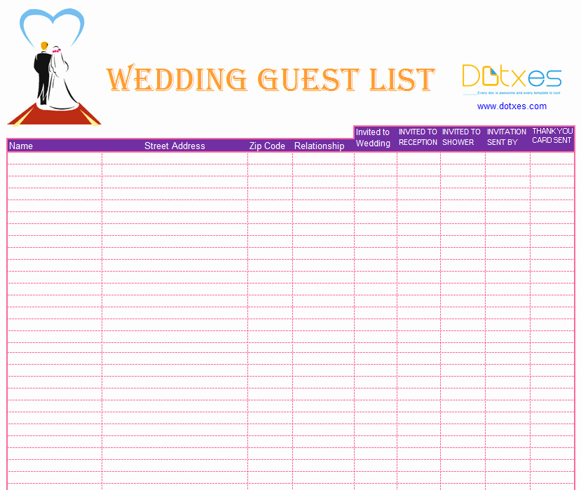 Wedding Guest List Templates Free Luxury Blank Wedding Guest List Template Dotxes