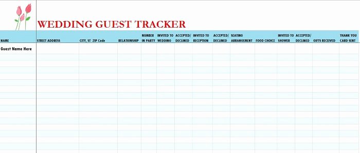 Wedding Guest List Templates Free New 37 Free Beautiful Wedding Guest List &amp; Itinerary Templates