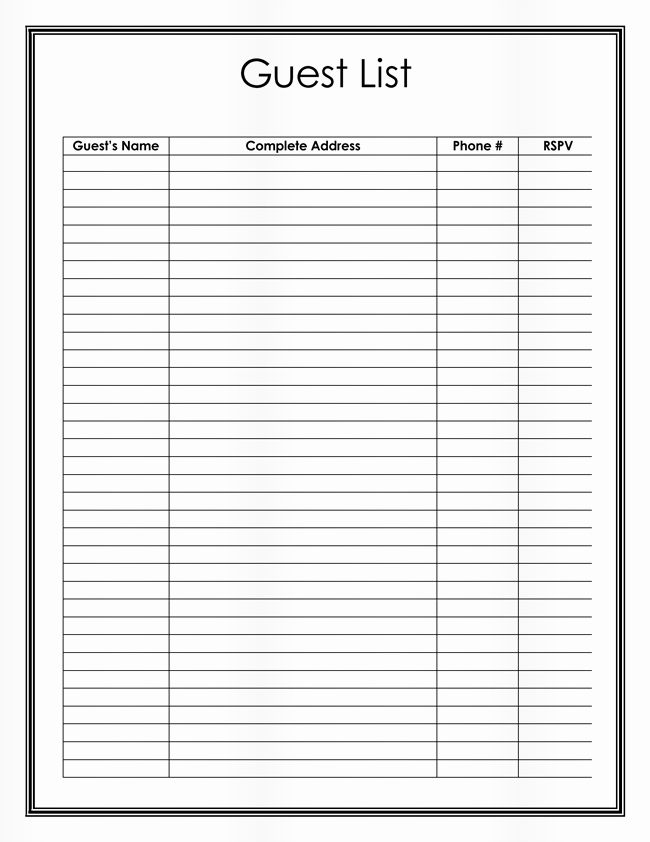 Wedding Guest List Templates Free New Free Wedding Guest List Templates for Word and Excel