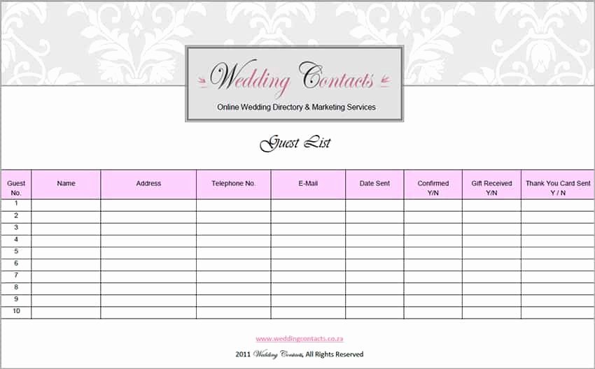 Wedding Guest List Templates Free New top 5 Resources to Get Free Wedding Guest List Templates