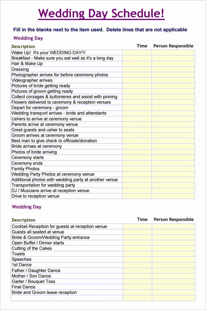 Wedding Itinerary Template Free Fresh Wedding Schedule Template – 25 Free Word Excel Pdf Psd