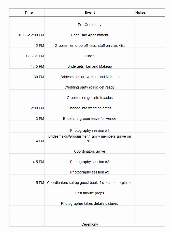 Wedding Itinerary Template Free Unique 14 Wedding Schedule Templates Free Pdf Doc format