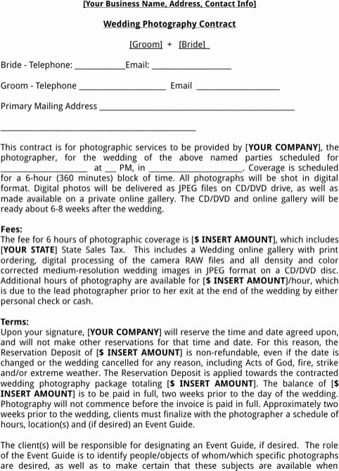 Wedding Photography Contract Template Word Awesome Best 25 Graphy Contract Ideas On Pinterest