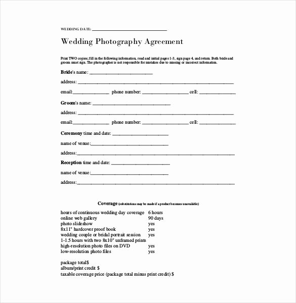 Wedding Photography Contract Template Word Lovely Wedding Graphy Contract 23 Simple Contract