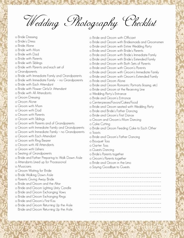 Wedding Shot List Template Elegant Wedding Graphy Checklist I Wouldn T Use All Of these