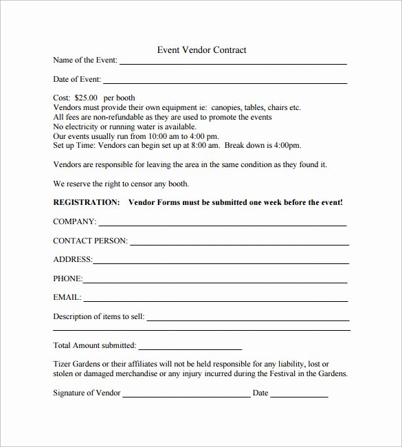 Wedding Vendor Contract Template New event Contract Template