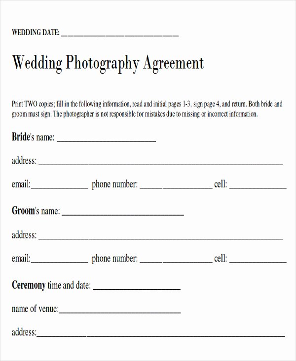 Wedding Video Contract Template Awesome Sample Wedding Contract Agreements 9 Examples In Word Pdf