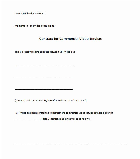 Wedding Videography Contract Template New Videography Contract Template 9 Download Free Documents