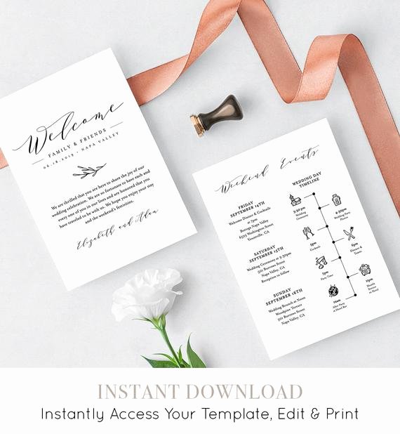 Wedding Welcome Letter Template Elegant Wedding Itinerary Wel E Letter Template Printable