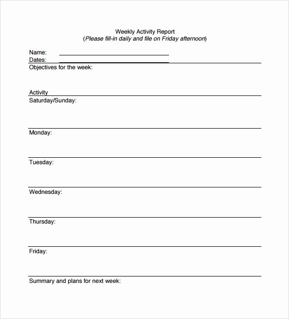 Weekly Activities Report Template New 20 Sample Weekly Activity Reports Pdf Word Apple