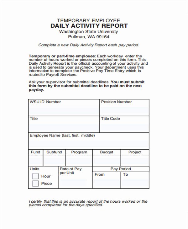 Weekly Activities Report Template Unique Free 15 Sample Activity Reports In Pdf Word