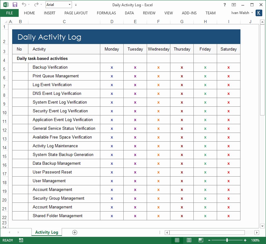 Weekly Activity Report Template Excel Fresh System Administration Guide – Ms Word and Excel Template