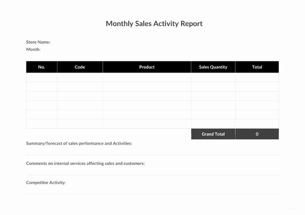 Weekly Activity Report Template Excel New 32 Monthly Sales Report Templates Word Pdf Google