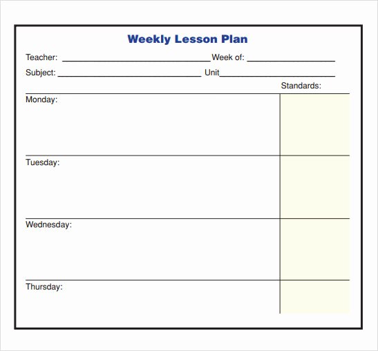 Weekly Lesson Plan Template Luxury Free 8 Sample Lesson Plans In Pdf