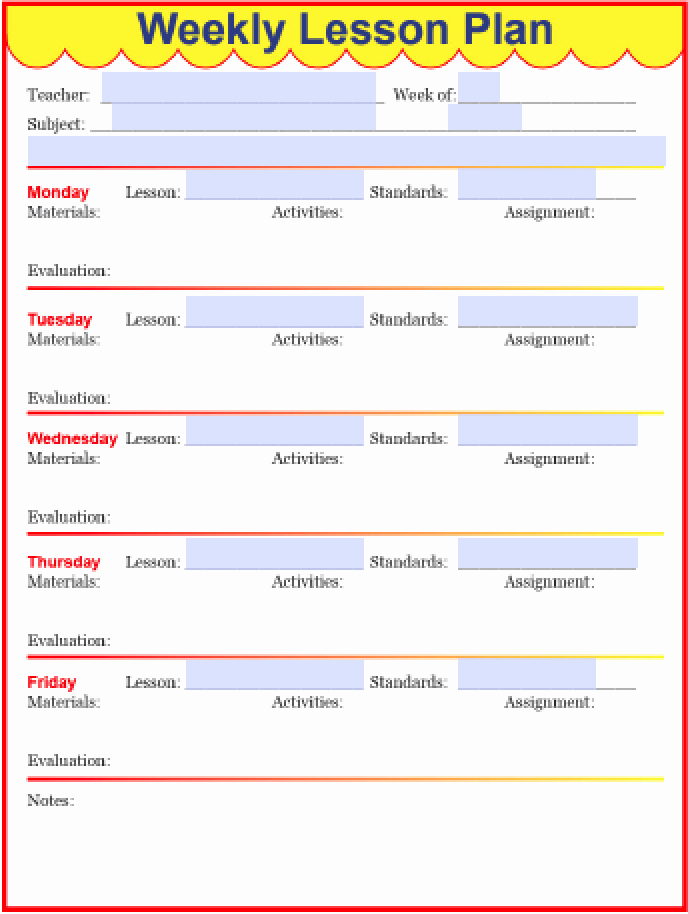 Weekly Lesson Plan Template Pdf Awesome Download Weekly Lesson Plan Template Preschool
