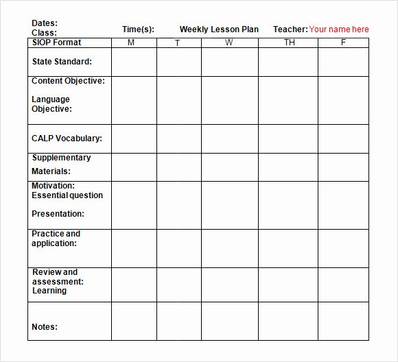Weekly Lesson Plan Template Pdf New Sample Weekly Lesson Plan 8 Documents In Pdf Word