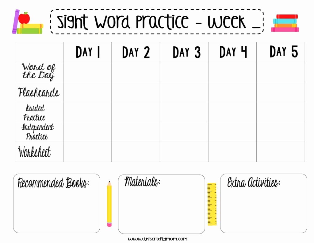 Weekly Lesson Plan Template Word Awesome Sight Word Lesson Plans Free Weekly Template This