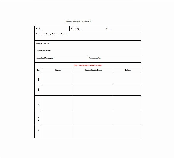 Weekly Lesson Plan Template Word Unique 8 Lesson Plan Templates – Free Sample Example format