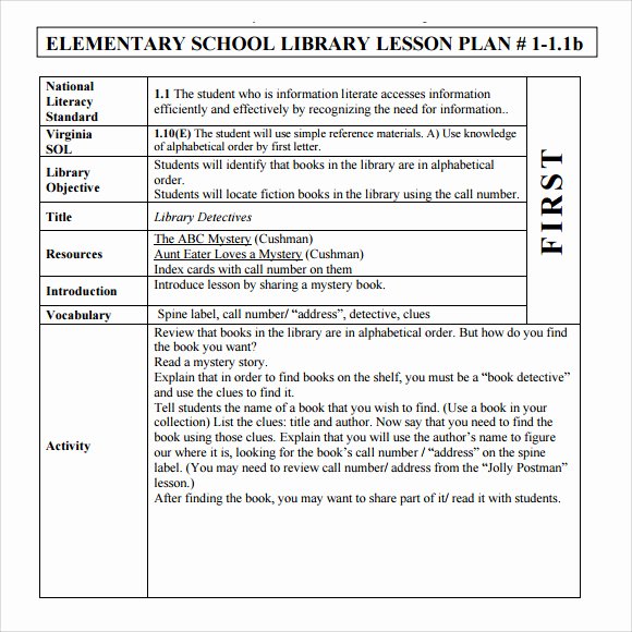 Weekly Lesson Plan Templates Elementary Elegant Sample Elementary Lesson Plan Template 8 Free Documents